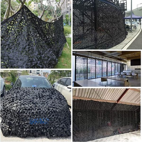 Sort 150D net skyggesejl – Camouflage design – Mål 3x4m – Vandtæt og rustbestandig – Nem installation