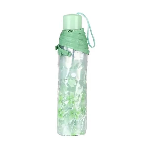 Romantisk Transparent Blommig Paraply – Bubbelformat Solparaply för Kvinnor (Grön)