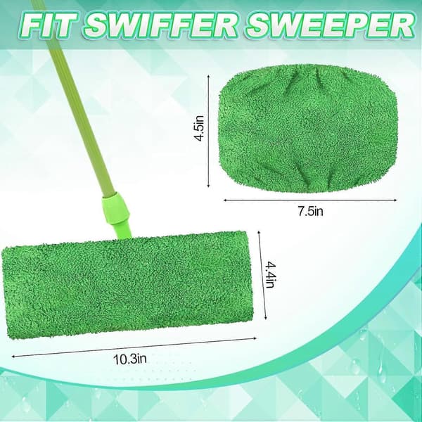 8 stk. genanvendelige mikrofibermoppepuder til Swiffer Sweeper Moppe, tørre moppeklude & våde moppeklude