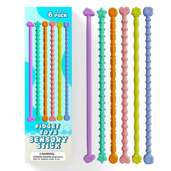 Sensoriske Fidget Sticks (6 STK) Fleksibelt Drejelegetøj til Børn og Voksne | Stress- og Angstdæmpende for ADHD/Autism