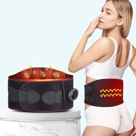 Opvarmet massagebælte med 5V USB-forbindelse. Tre temperaturniveauer (40-60°C) med vibrationsfunktion. Bærbart varmebælte til ryg og mave.
