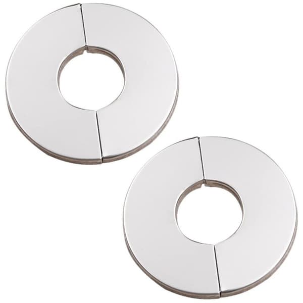 Sæt med 2 forkromede dækplader i rustfrit stål til 42 mm huller