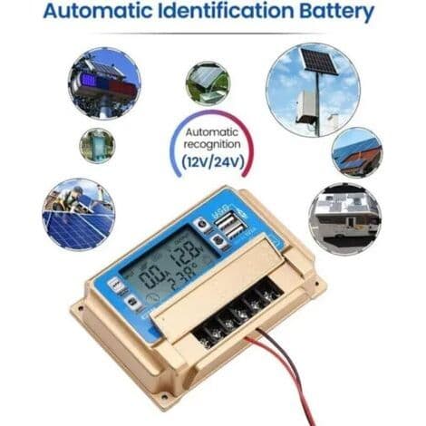 60A MPPT Solar Charge Controller – 12V/24V Laddare – 99% Spårningseffektivitet – Bluetooth LCD-Display – Flera Skydd