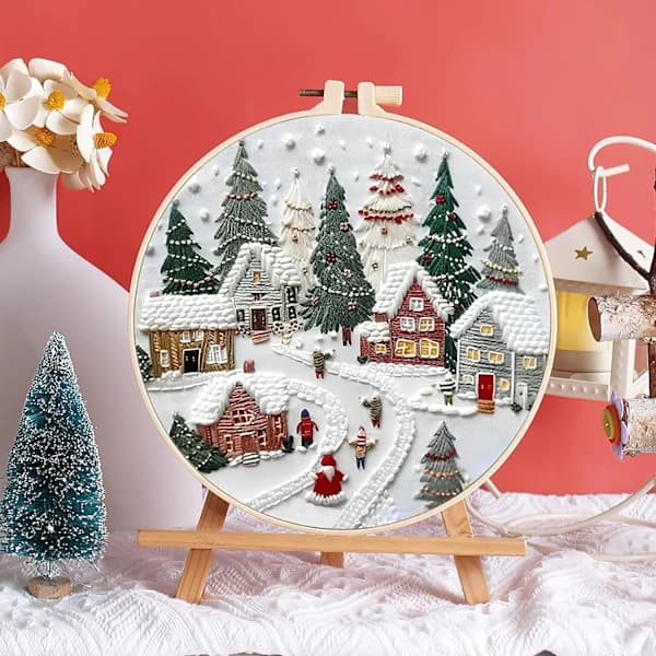 Broderisæt til jul, DIY broderisæt til begyndere voksne, håndsyning håndværkssæt