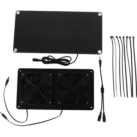 12V 20W Solarventilatorsæt med monokrystallinsk silicium, 3W dobbeltventilator til bil og drivhus