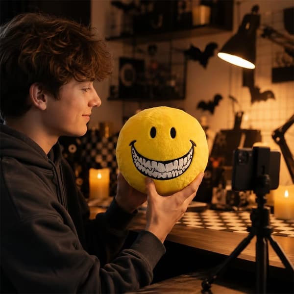 9,8-tums gul smiley-ansikte skräck ARG plyschleksak