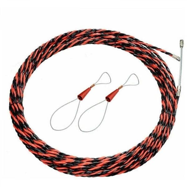 50m elektrikertrækfisk – 6mm diameter – snoet polyester til trange rør – fjederbelastet styrehoved