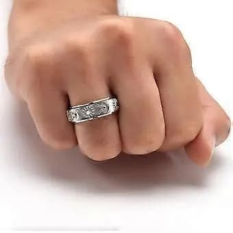 Fidget Spinner Ring med Måne, Stjärna och Sol för Stresshantering – Guld, Storlek 8