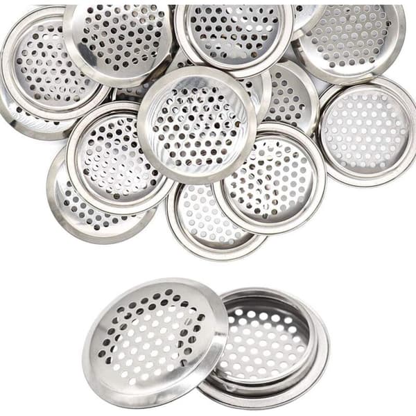 Pakke med 20 runde 53 mm ventilationsgitre i rustfrit stål – Effektiv ventilation til skabe og skabe – Korrosionsbestandig