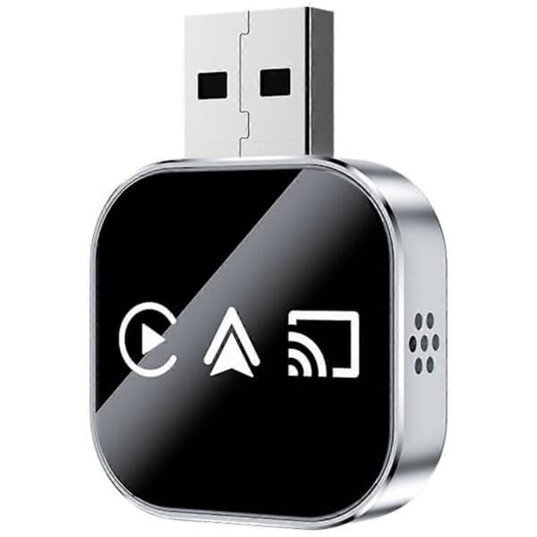 3-i-1 trådløs CarPlay-adapter Smart Mirror Link til CarPlay og Android Auto (USB-dongle. kablet vs. trådløs konvertering. sølv/sort)