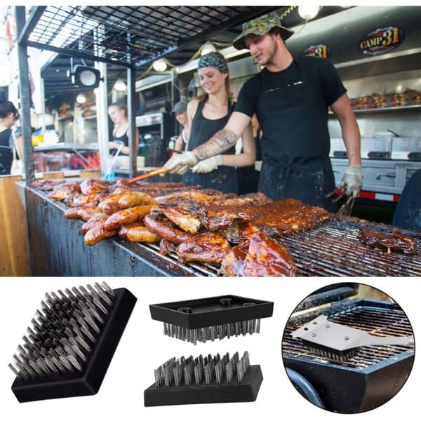 Sæt med 2 grillrensebørster - Metalbørster - Udskiftningshoveder til børste og skraber