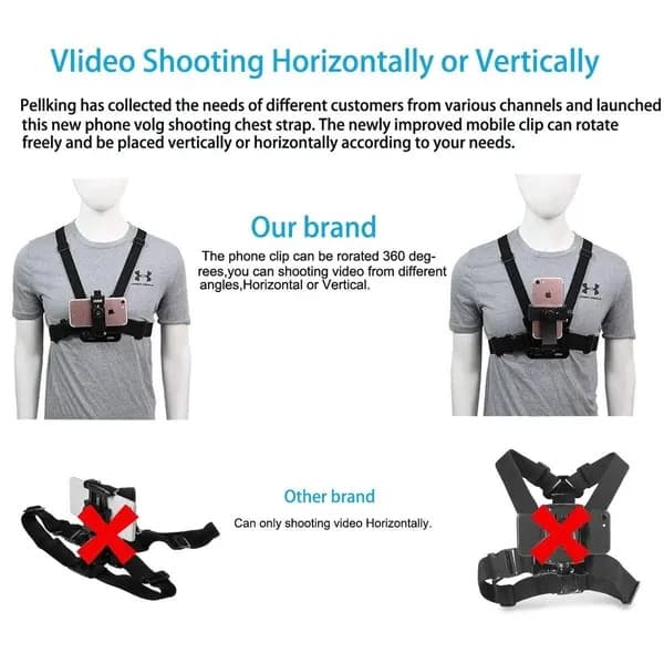 Telefonklemme til actionkamera POV GoPro Samsung iPhone Holder, Sort