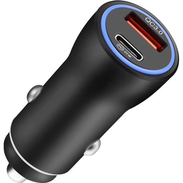 PD&QC USB Biloplader. Hurtigopladende iPhone Biloplader. Hurtig USB Cigarettænderoplader. Mini Biloplader