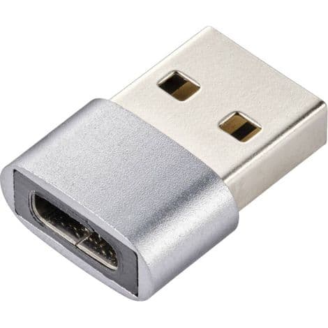 USB 2.0 -sovitin [1x USB 2.0 A-tyypin uros - 1x USB-C®-naaras] Alumiiniliitin C531082