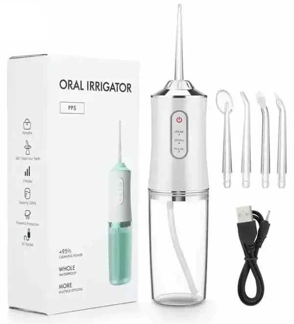 Dental Floss Focus - Profesjonell bærbar munnskyller (hvit)
