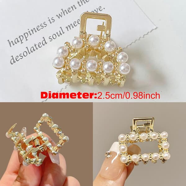 5 mini krystall-rhinestone-klemmer, gull sklisikre for kvinner/jenter.