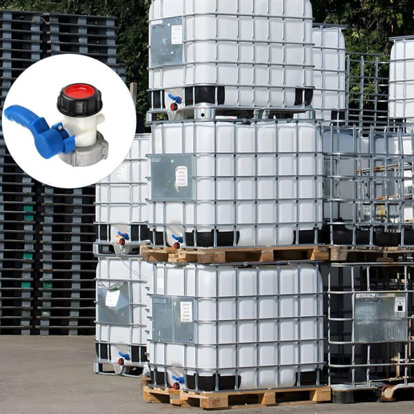 Sæt med 2 tilbehør til 1000 L ventiler. IBC tankforbindelse DN50 (62-75 mm). Aftapningsventil. IBC tankforbindelse. IBC tankforbindelse. Sommerfugleventil