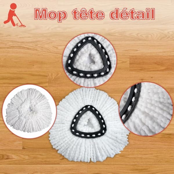 Pakke med 5 erstatningshoder kompatible med Vileda EasyWring roterende mopper - Roterende moppehode-påfyll