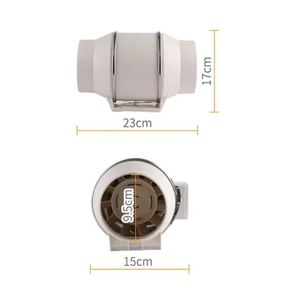 100 mm Kanalventilator - Køkken- og Badeværelsesudsugningsventilator med Udsugningsrør og Ventil - Hvid 100 mm