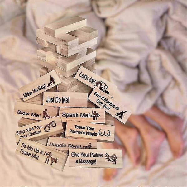48 stk. Dating Night Game Tumbling Tower Game, Træ Stacking Tower Spil til Par, Par Aktiviteter & Dating Night Idéer