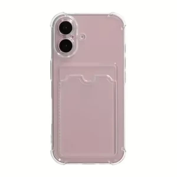 iPhone 16 Mobilskal med Stötsäkert Band och Kortplatser - Transparent