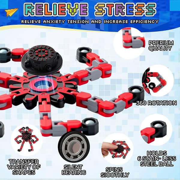 12 STK Transformerbare Fidget Spinners Påskekurvfyll, Deformerbar Kjede DIY Robot Spinner Sensorisk for Gutter Jenter, Påskeeggfyll, Påskefidget