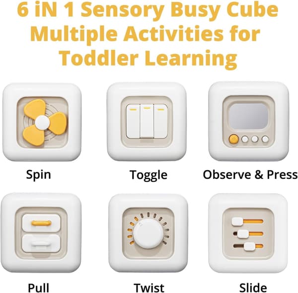 Busy Cube sensorisk leketøy, egnet for babyer 6 måneder og oppover, 1 stk per pakke.