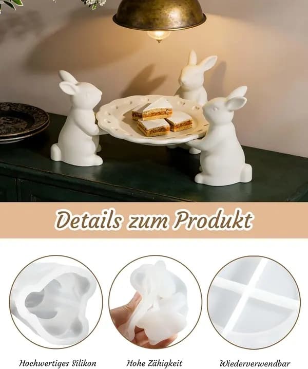 Påske silikonformer - Påskehareformer, egnet for gips, harpiks og DIY-prosjekter.