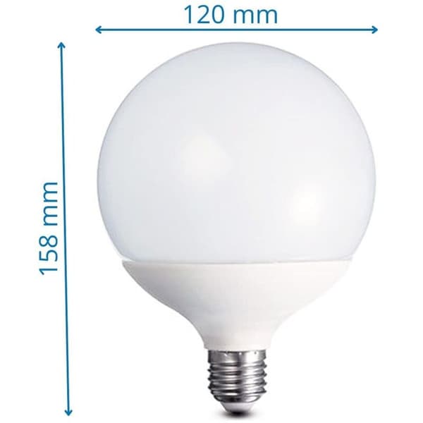 LED-lamppu. E27-kanta. 20W. 6000K - viileä, kirkas valo. 120x158mm