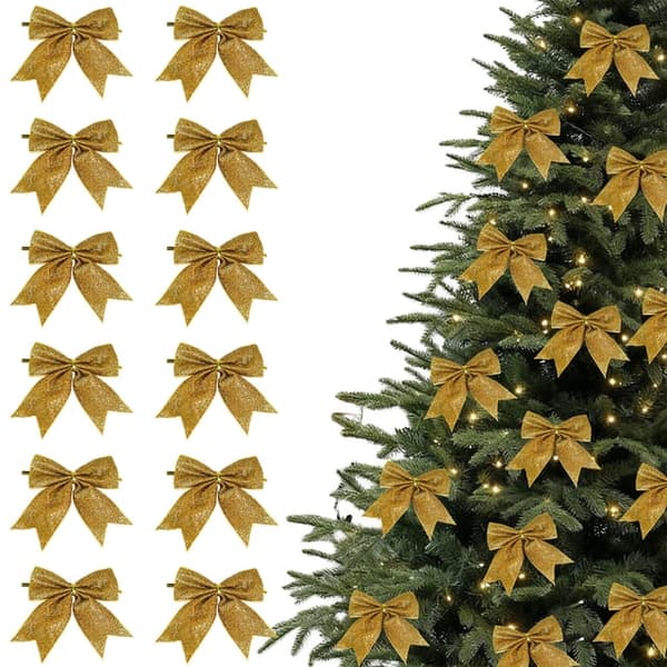 12-pak 3,5 tommer mini sløjfe julepynt, hjemmefestdekoration.
