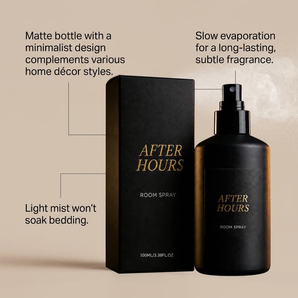 After Hours Rum-spray | 100 ml | Duftspray til hjemmet | Lugtfjerner til soveværelse & tekstiler 1 stk.