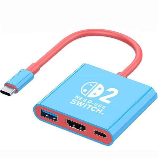 3-i-1 USB-C-hub för Switch (blå 2:a generationen, 4K@60Hz) - PD-laddning + HDMI 2.0 + USB 3.0
