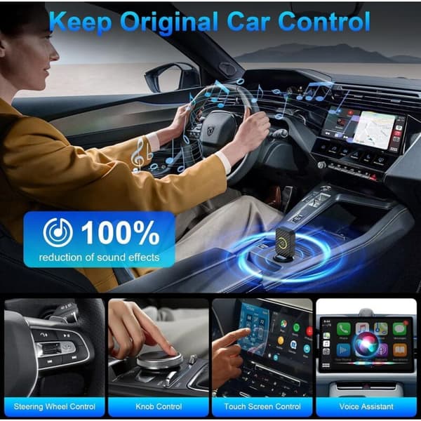 Trådløs CarPlay og trådløs Android Auto for iPhone. Trådløs Android Auto-adapter. Bluetooth 5.0 5G. Plug & Play. Automatisk tilkobling - Gull