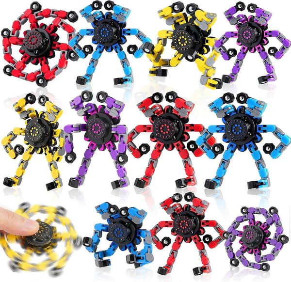 12 STK Transformerbare Fidget Spinners Påskekurvfyll, Deformerbar Kjede DIY Robot Spinner Sensorisk for Gutter Jenter, Påskeeggfyll, Påskefidget