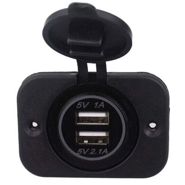 Forsænket dobbelt USB-stik 12/24 Volt 2.1A 5 Volt til campingvogne, autocampere, biler, både, lastbiler