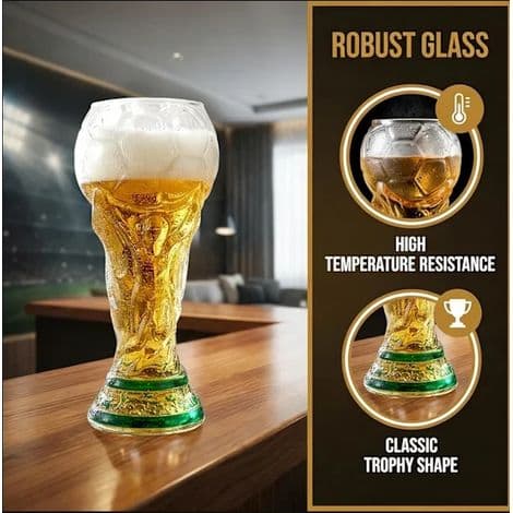 Ölglas för VM 2026 – 500 ml kapacitet – Ikonisk trofédesign – Premiumkvalitetsglas