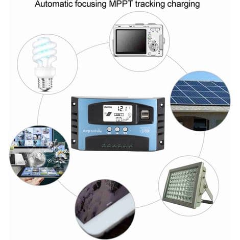 100A MPPT Solar Charge Controller, 98% konverteringseffektivitet, LCD-display, overbelastnings- og kortslutningsbeskyttelse