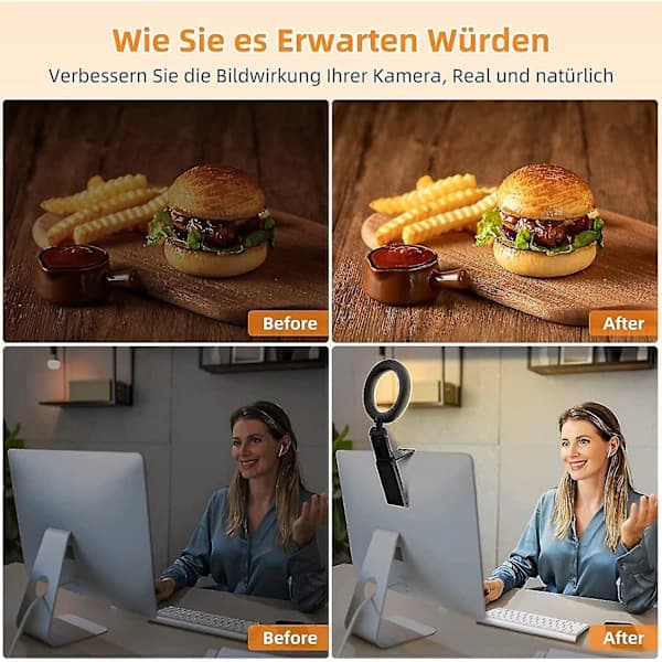 Multifunktionel bordlampe til fyldlys, gourmetfotografering, foldbar videokonferencelampe
