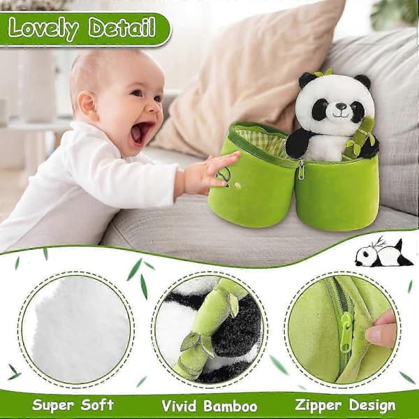 Panda plyschleksak, bambu pandadocka, present till pojkar och flickor