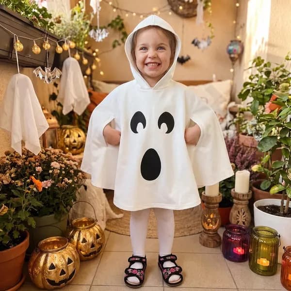 Söt huvkappa Halloween-kostym för spädbarn och småbarn - Vit för 4-5 år