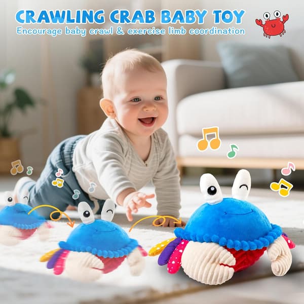 Dansende krabbe babyleke 6–12m, musikk, krabbe, opptak og avspilling, Montessori sensorisk 1–3år.