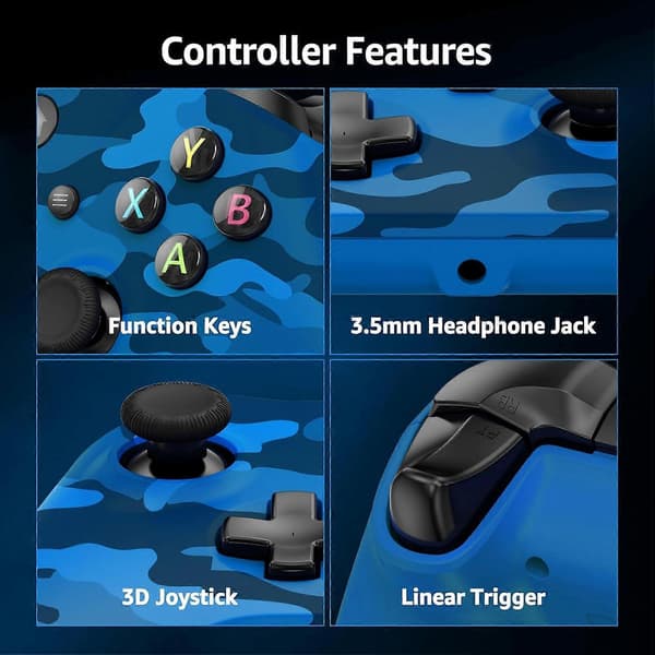 Trådløs controller, gamingcontroller understøtter Turbo/3,5 mm lydstik/dobbelt vibration, controller kompatibel med X-BOX One/ One S/X, X-BOX Series S/X,