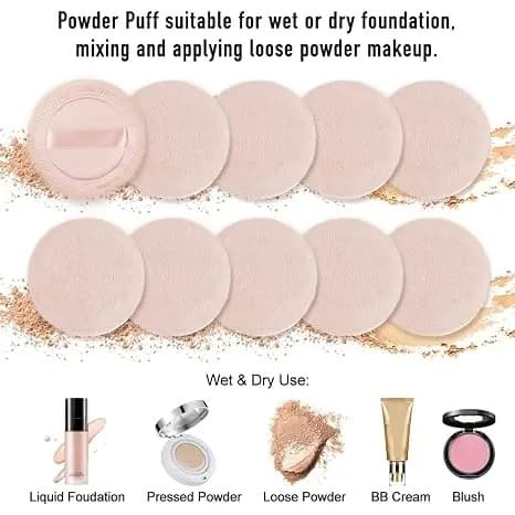 10-pak bomuldspudderkvaster - kosmetiske makeup-pads, hudfarve