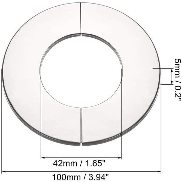 Sæt med 2 forkromede dækplader i rustfrit stål til 42 mm huller