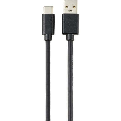 USB 2.0 ladekabel, USB-A-plugg til USB-C®-plugg, 1,80 m, svart PVC-kappe, RF-5771532 C634882