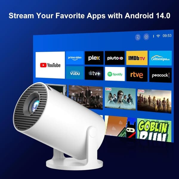 4K 5G Smart HD WiFi Bluetooth HDMI USB iOS/Android -kotiteatteriprojektori, Iso-Britannia