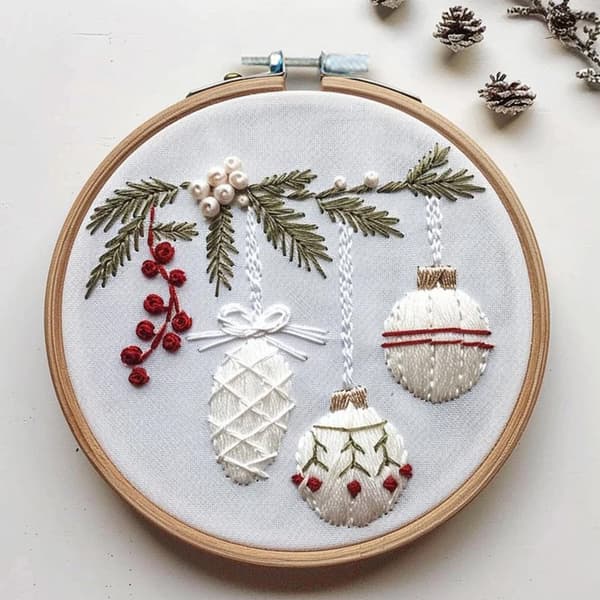 Broderisæt til jul, DIY broderi håndarbejdssæt til begyndere voksne, håndsyesæt