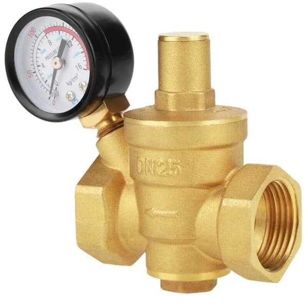 Trykregulator. DN25 Justerbar Messing Holdbar Vandtryksreducerende Regulator + Metrisk Kanal (1.6MPa)
