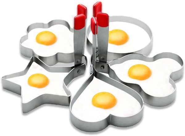 Munakasmuottisetti, 5 osaa, ruostumatonta terästä, pyöreät pannukakkuvuoat