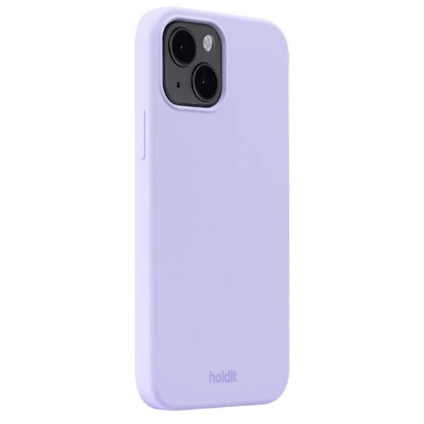 Håndholdt iPhone 15-deksel, silikon, lavendelfarge